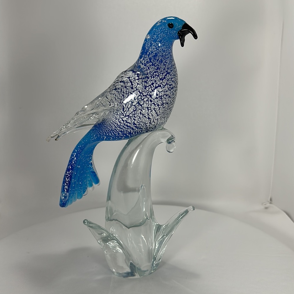 Vintage Hand Blown Italian Formia Di Vetri Murano Cobalt Silver Glass Bird